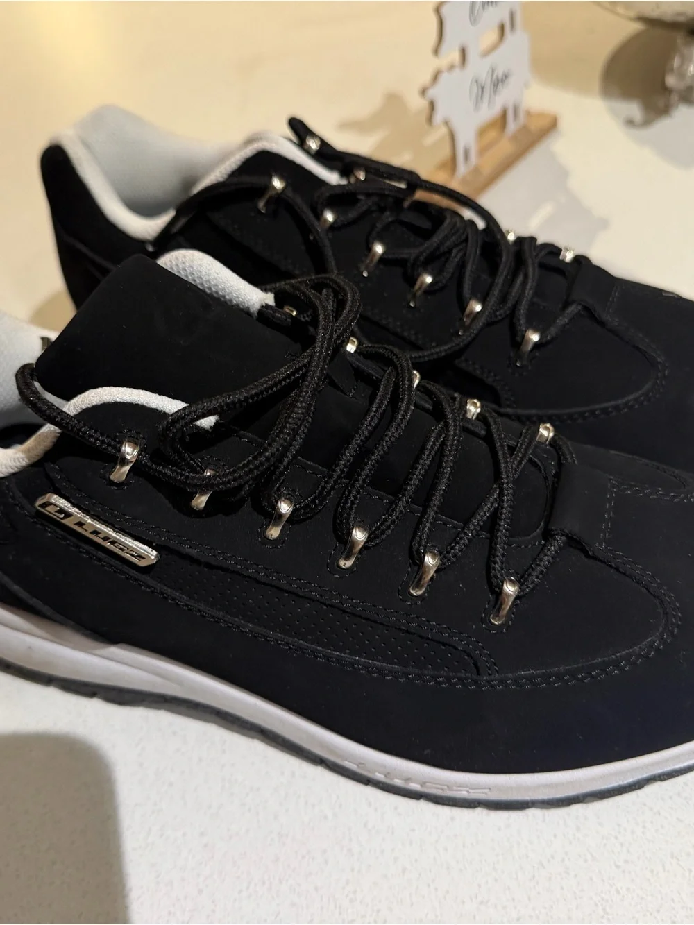 Men's Black Lace-Up Casual Sneakers